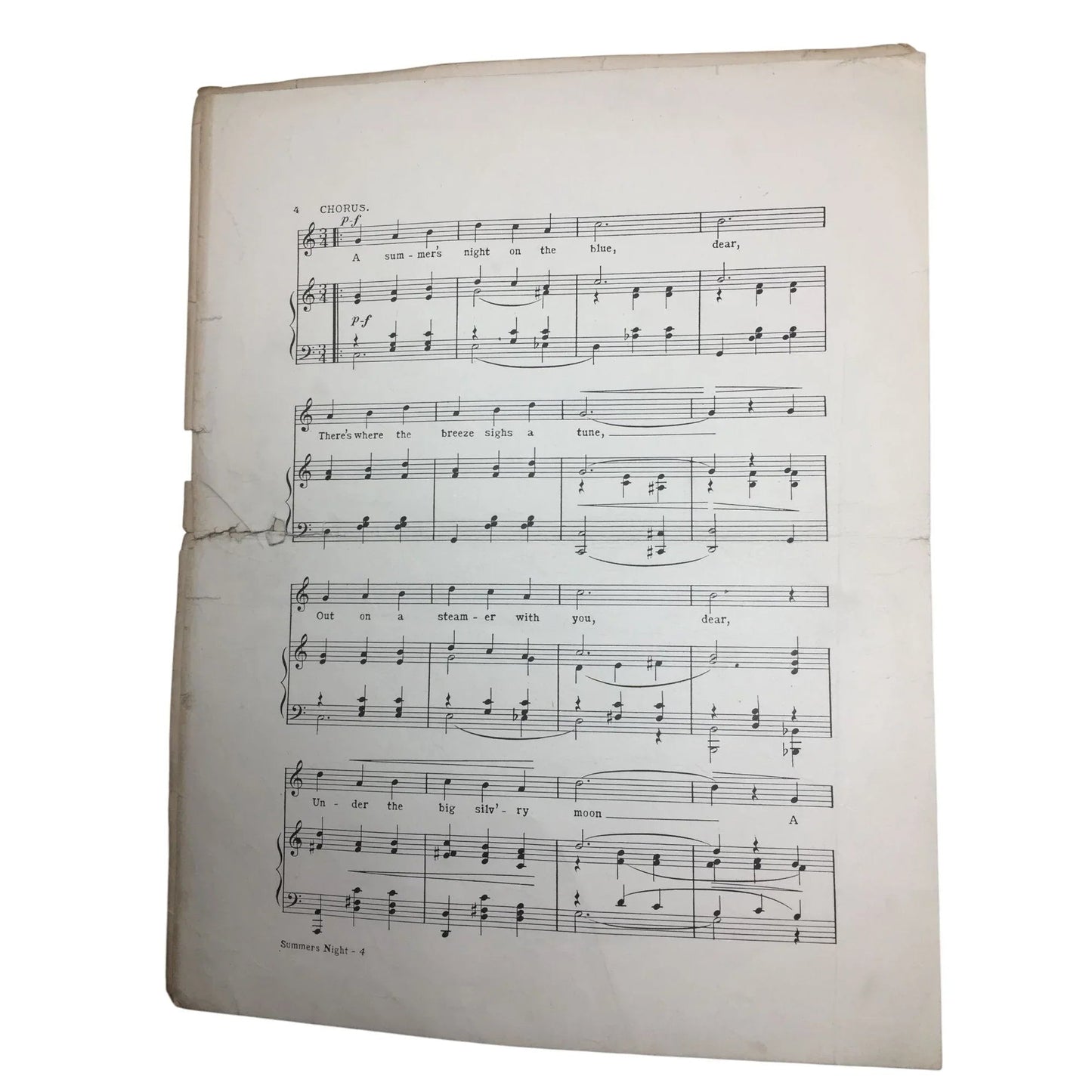 ''A Summer's Night Out On The Blue'' Vintage Sheet Music - A+ Stuff - SHEET MUSIC - A+ Stuff