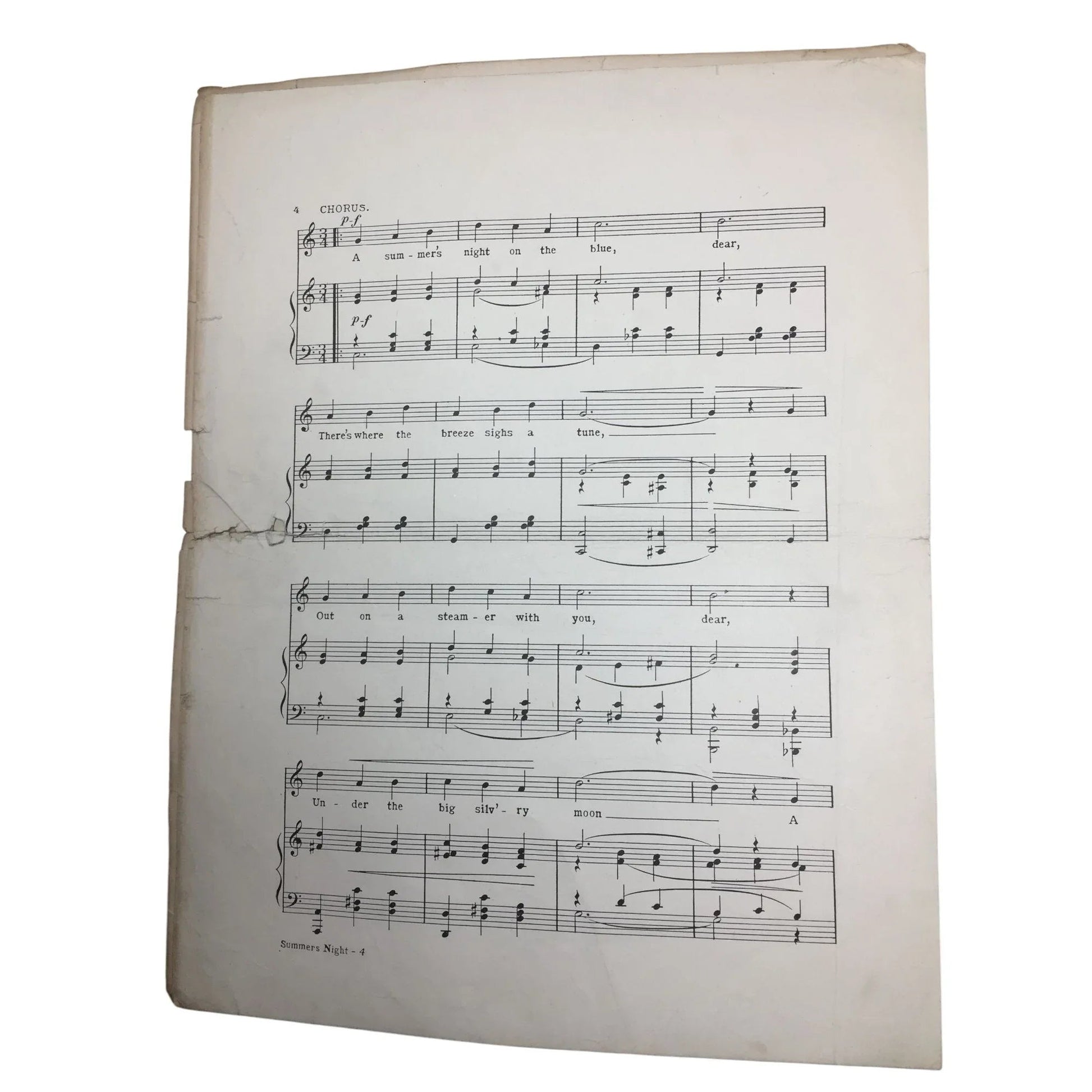 ''A Summer's Night Out On The Blue'' Vintage Sheet Music - A+ Stuff - SHEET MUSIC - A+ Stuff