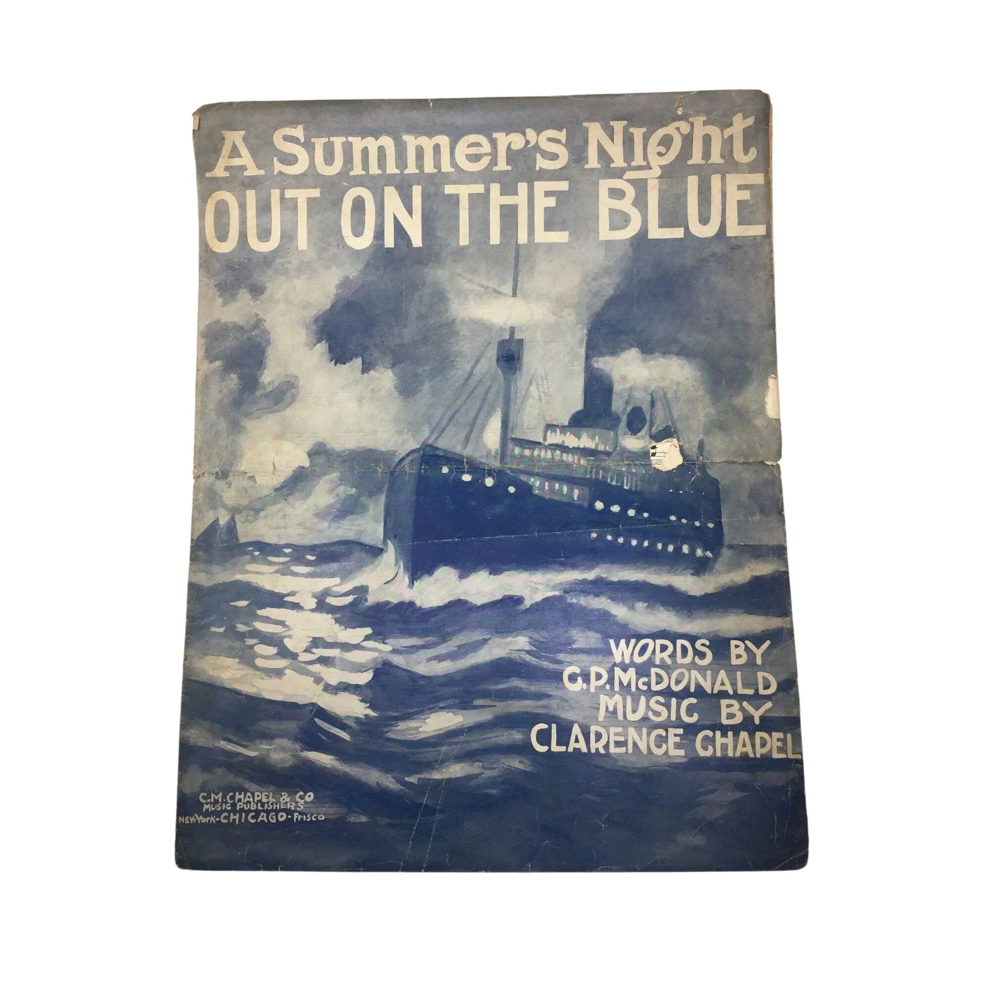 ''A Summer's Night Out On The Blue'' Vintage Sheet Music - A+ Stuff - SHEET MUSIC - A+ Stuff