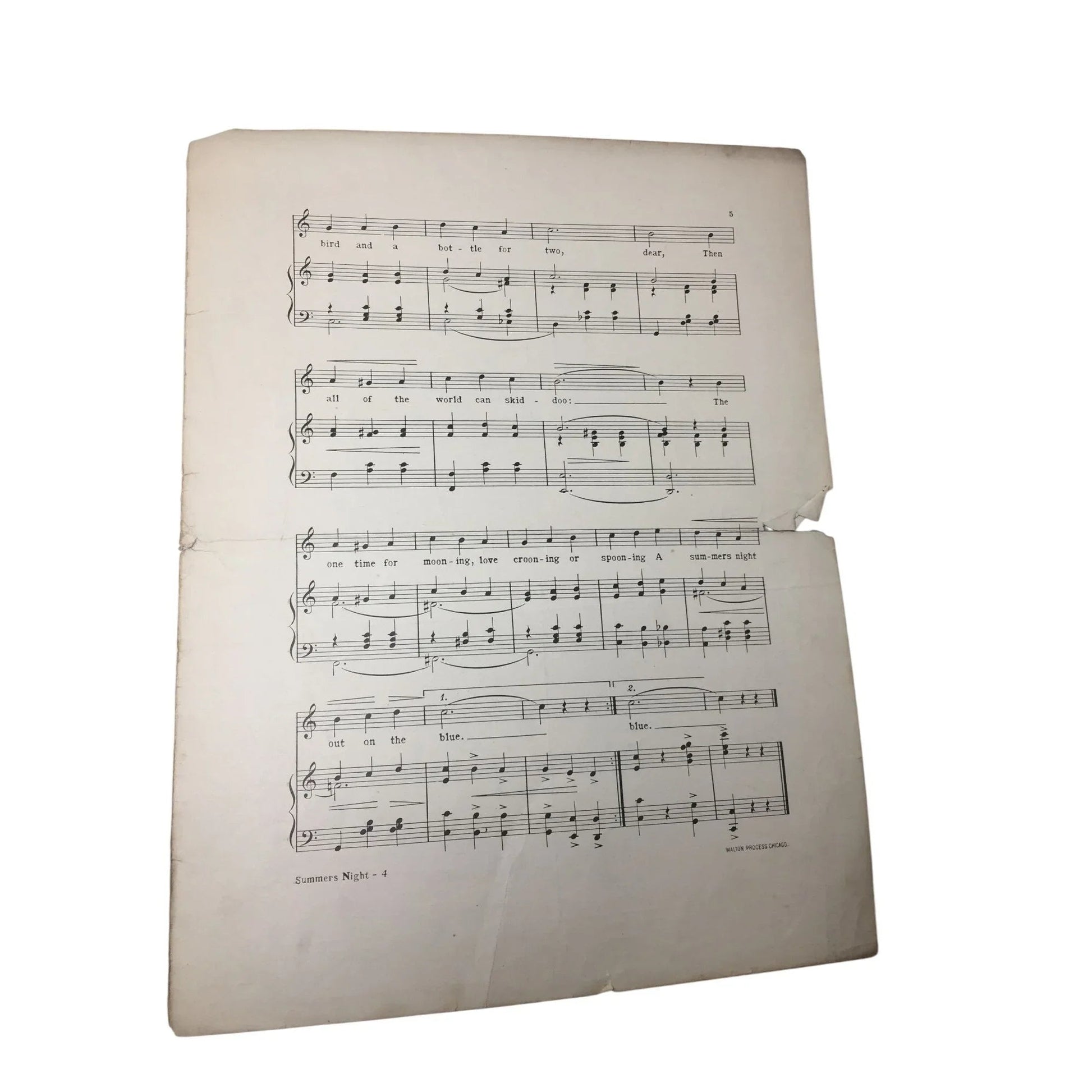 ''A Summer's Night Out On The Blue'' Vintage Sheet Music - A+ Stuff - SHEET MUSIC - A+ Stuff