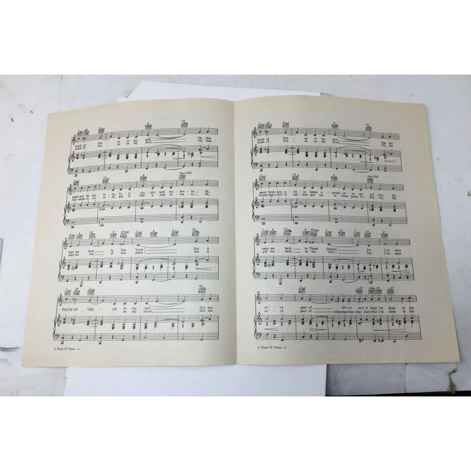 ''A TOUCH OF TEXAS'' Vintage 1942 Sheet Music - A+ Stuff - sheet music - A+ Stuff
