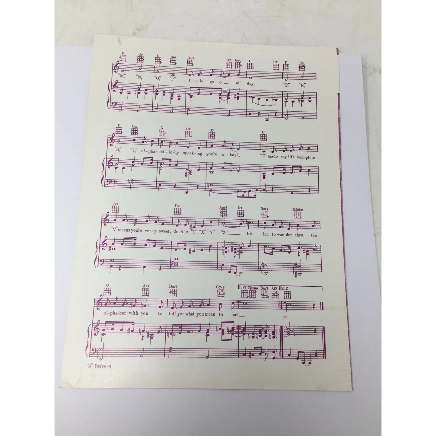 ''A - YOU'RE ADORABLE'' (The Alphabet song) Sheet Music Book - A+ Stuff - SHEET MUSIC - A+ Stuff