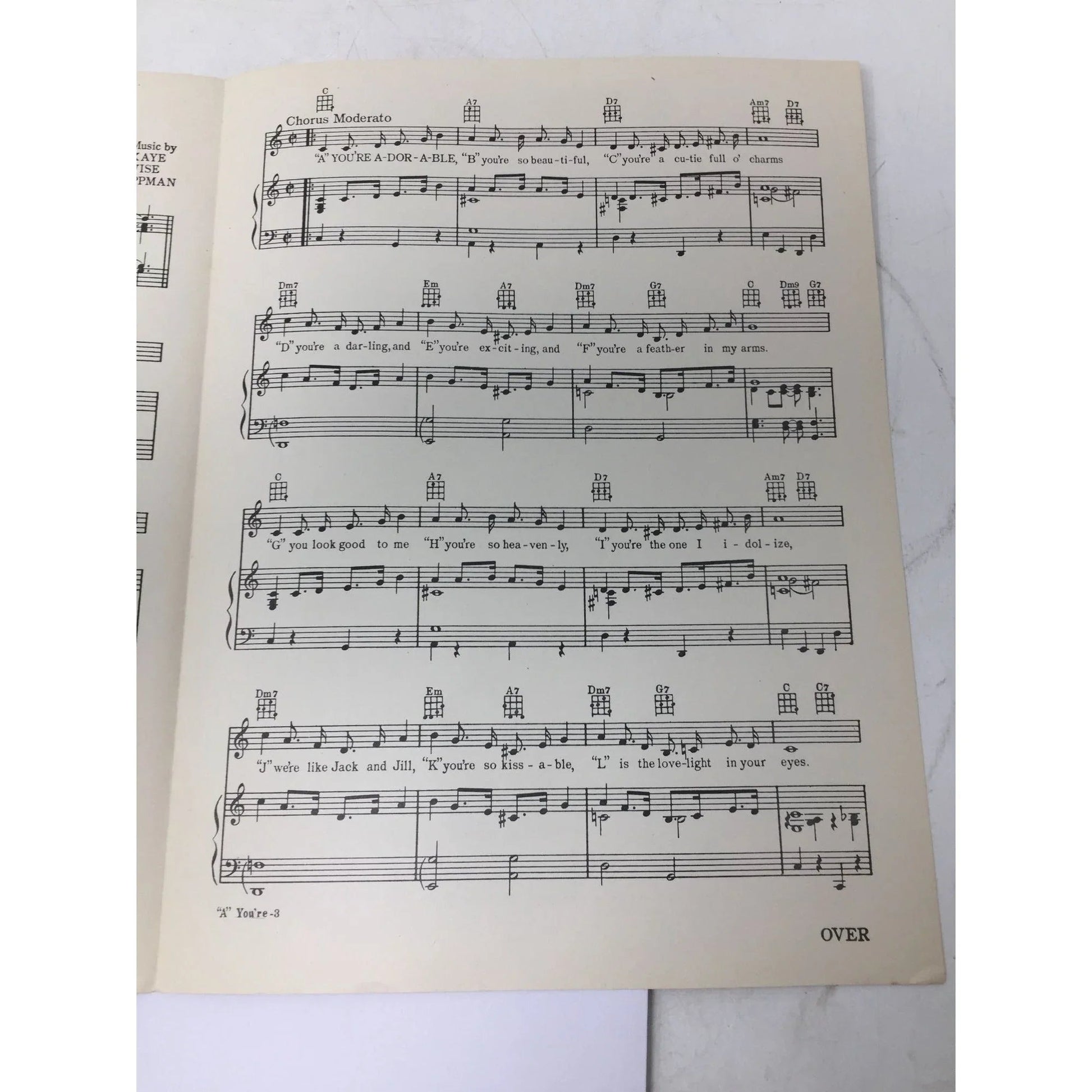''A - YOU'RE ADORABLE'' (The Alphabet song) Sheet Music Book - A+ Stuff - SHEET MUSIC - A+ Stuff