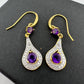 Pretty Teardrop Purple African Amethyst Earrings with Detailing and Gold Overlay