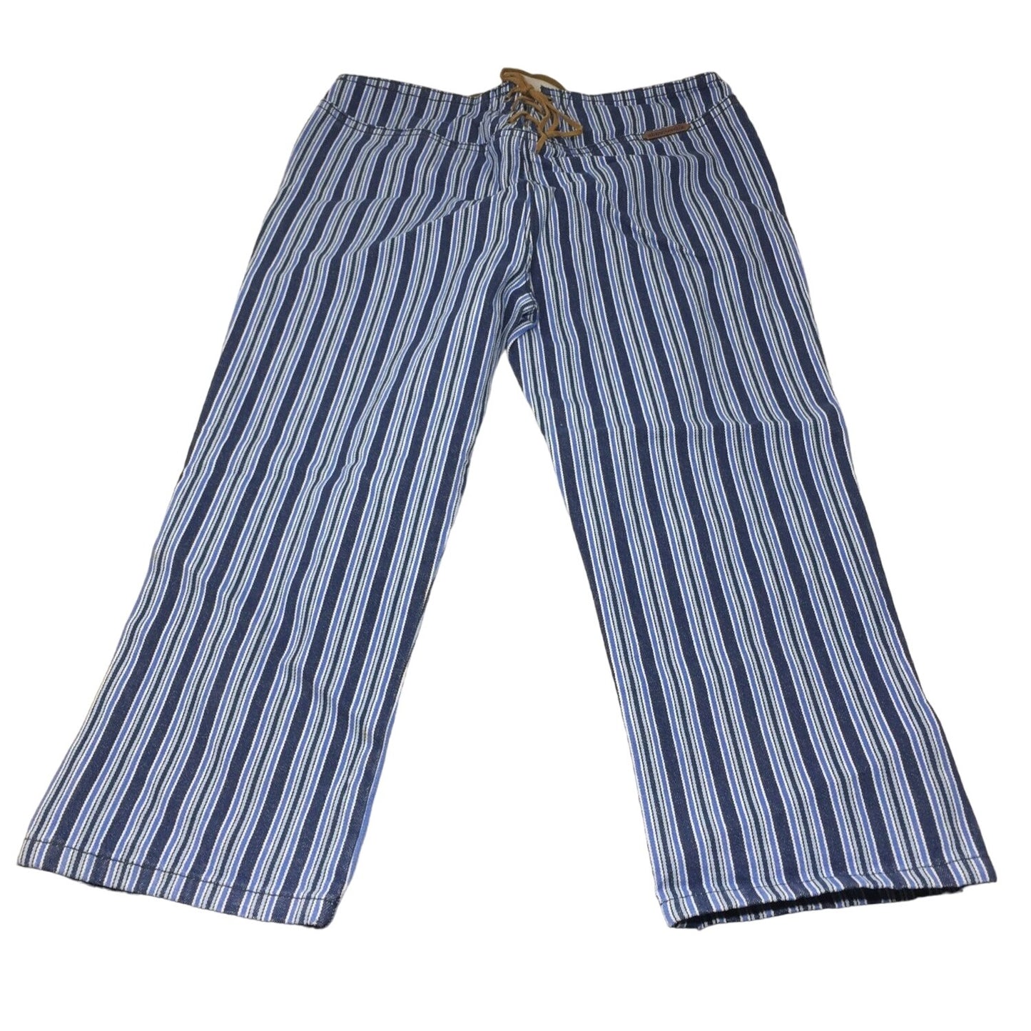 Abercrombie Girls Size 10 Striped Blue Super Low Rise Capri Pants New with Tags