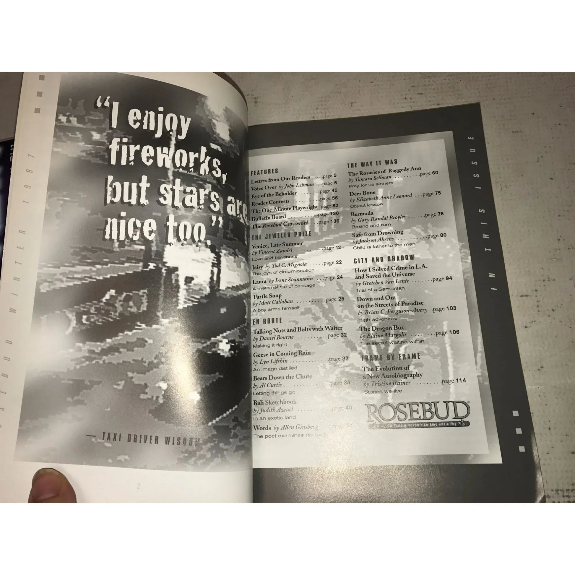 Rosebud - Literary Magazine Winter 1997 - Writers  - Allen Ginsberg - A+ Stuff