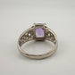 Beautiful Emerald Cut 2.25 Carat Amethyst Ring - Sterling w Diamond Accent Size 8