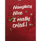 Women's "Naughty, Nice, I Really Tried" Red Christmas Tee Shirt Size XL