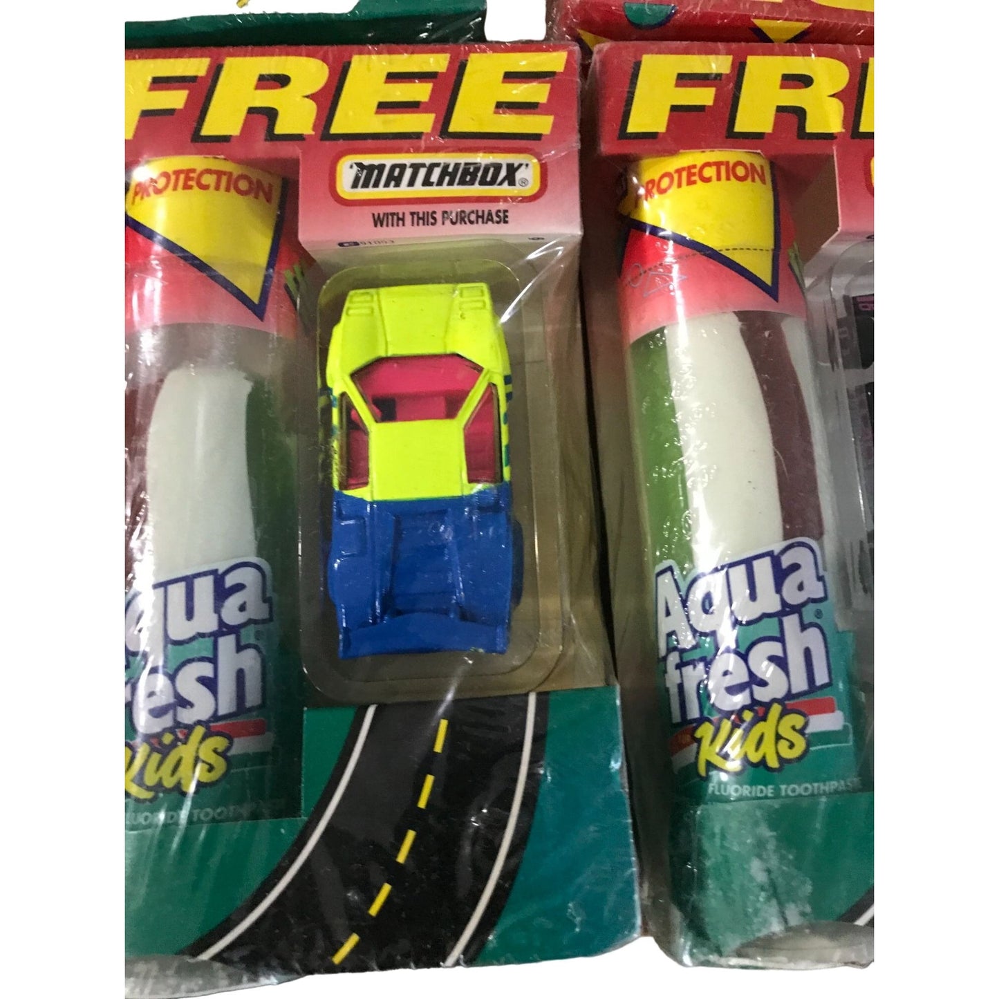 Set of (5) Aqua Fresh Kids with Matchbox Car NIP - Vintage Co-Marketing Advertising Collectible