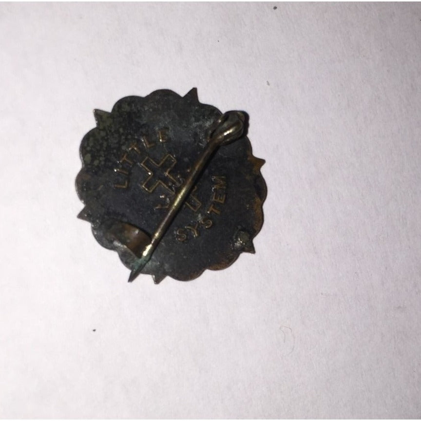 Vintage Little's System Cross and Crown Sunday School Metal Pin