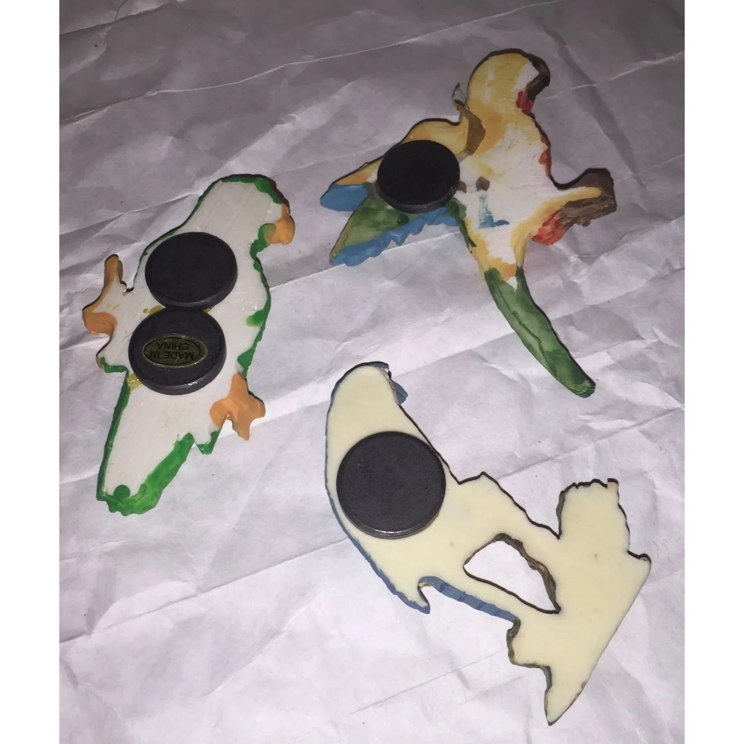 Set of 3 Vintage Parrot Bird Refrigerator Magnets - A+ Stuff