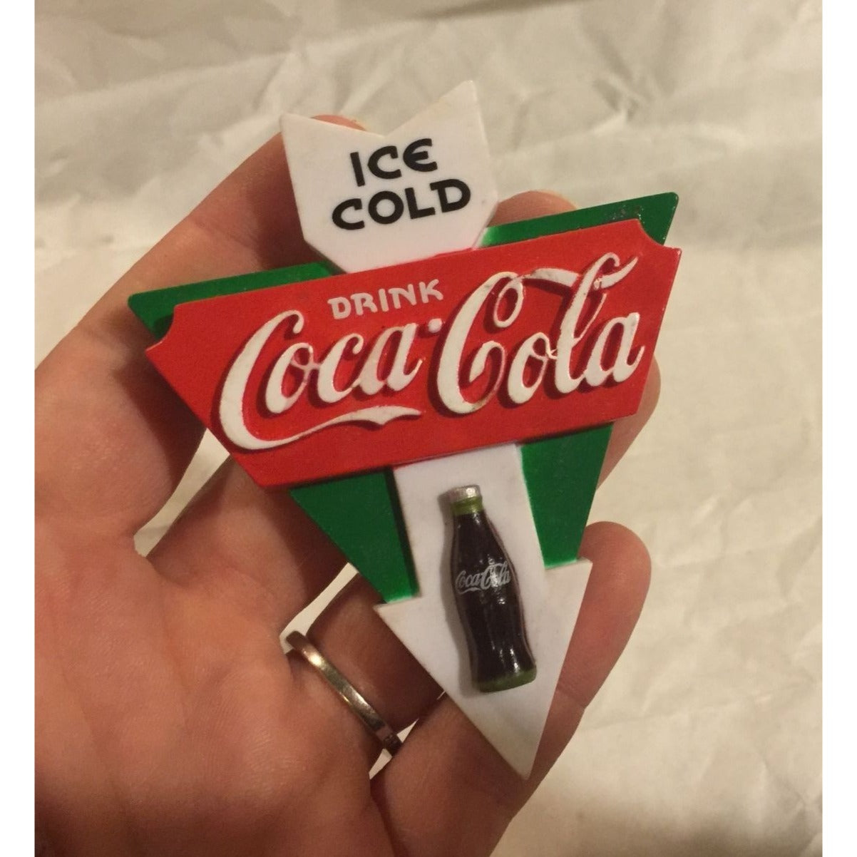 Vintage 90s Arrow Shaped Ice Cold Drink Coca Cola Magnet