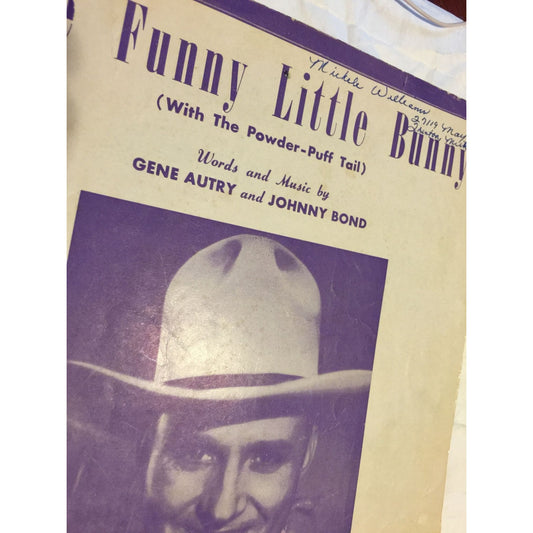 The Funny Little Bunny by Gene Autry/Johnny Bond Vintage Sheet Music