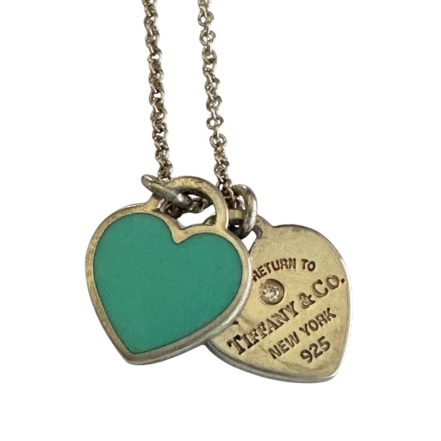 Tiffany & Co "Return To" Double Heart Necklace with Diamond