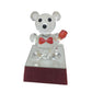 Small Light up Battery Operated Bear wearing Bow tie & holding a Rose on Stand