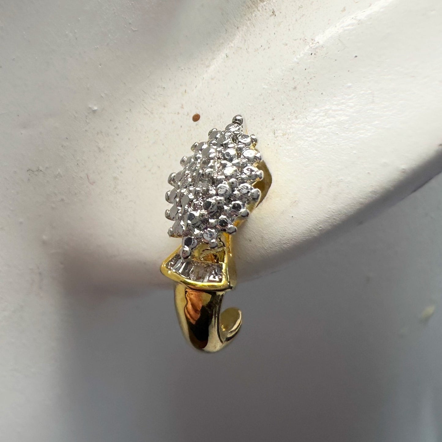 Diamond Accented Marquise Cluster Earrings 14kt Gold plate