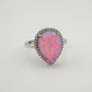 Vibrant Pink Opal Teardrop Ring - Size 7