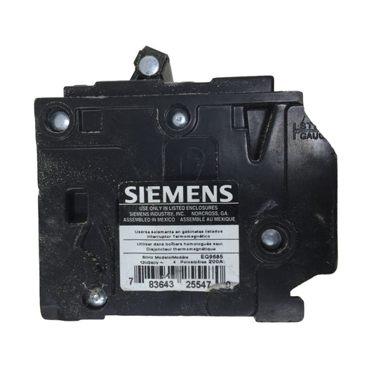 USED  SIEMENS 4 Pole 200 Amp Circuit Breaker