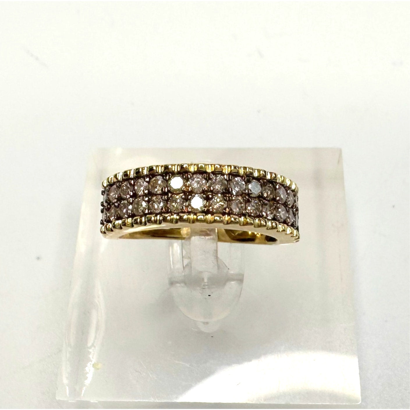 Elegant 3/4 Ct Diamond 2 row Anniversary Ring 14kt Gold Over Sterling Silver