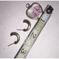 Womens Jewelry Set- White/Gold Tone Hoop Earrings & Purple Floral Heart Pendant