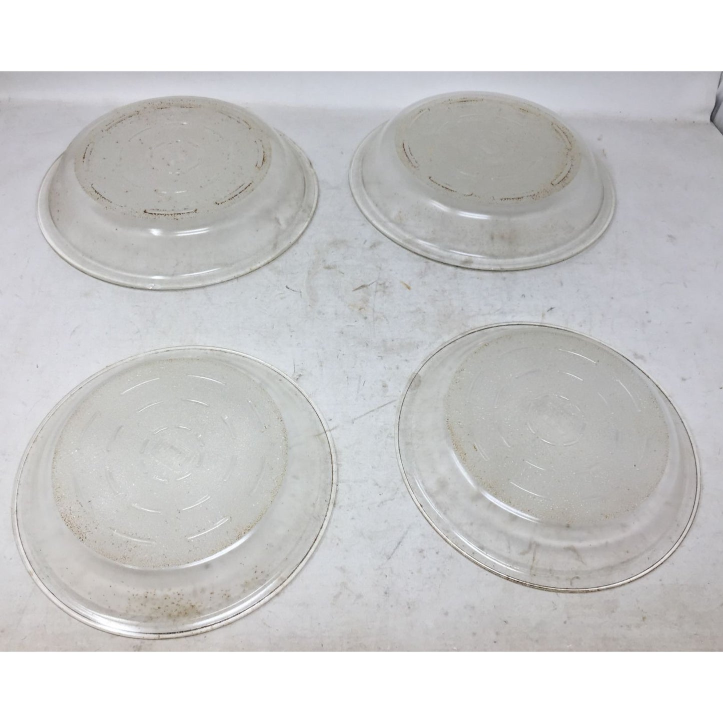 Vintage Glasbake Clear Glass Pie Plates w/ Textured Bottoms- Set of 4