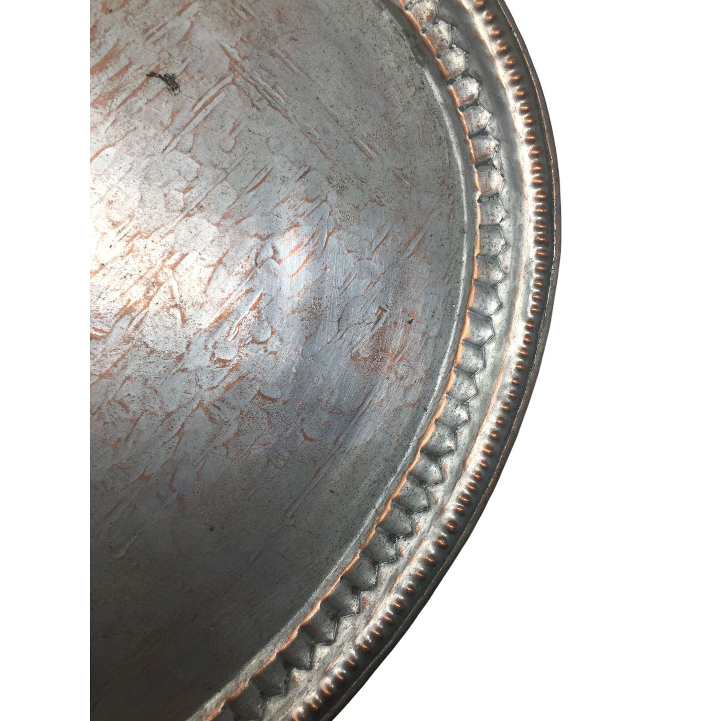 Vintage Round Oval Shaped Silver Metal Serving Plate