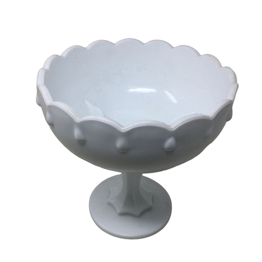 Vintage Indiana Glass Co. Teardrop Pattern Milk Glass - Tall Footed Compote Bowl/Dish