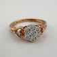 Two Tone Diamond Cluster Ring with Hearts on sides - size 7