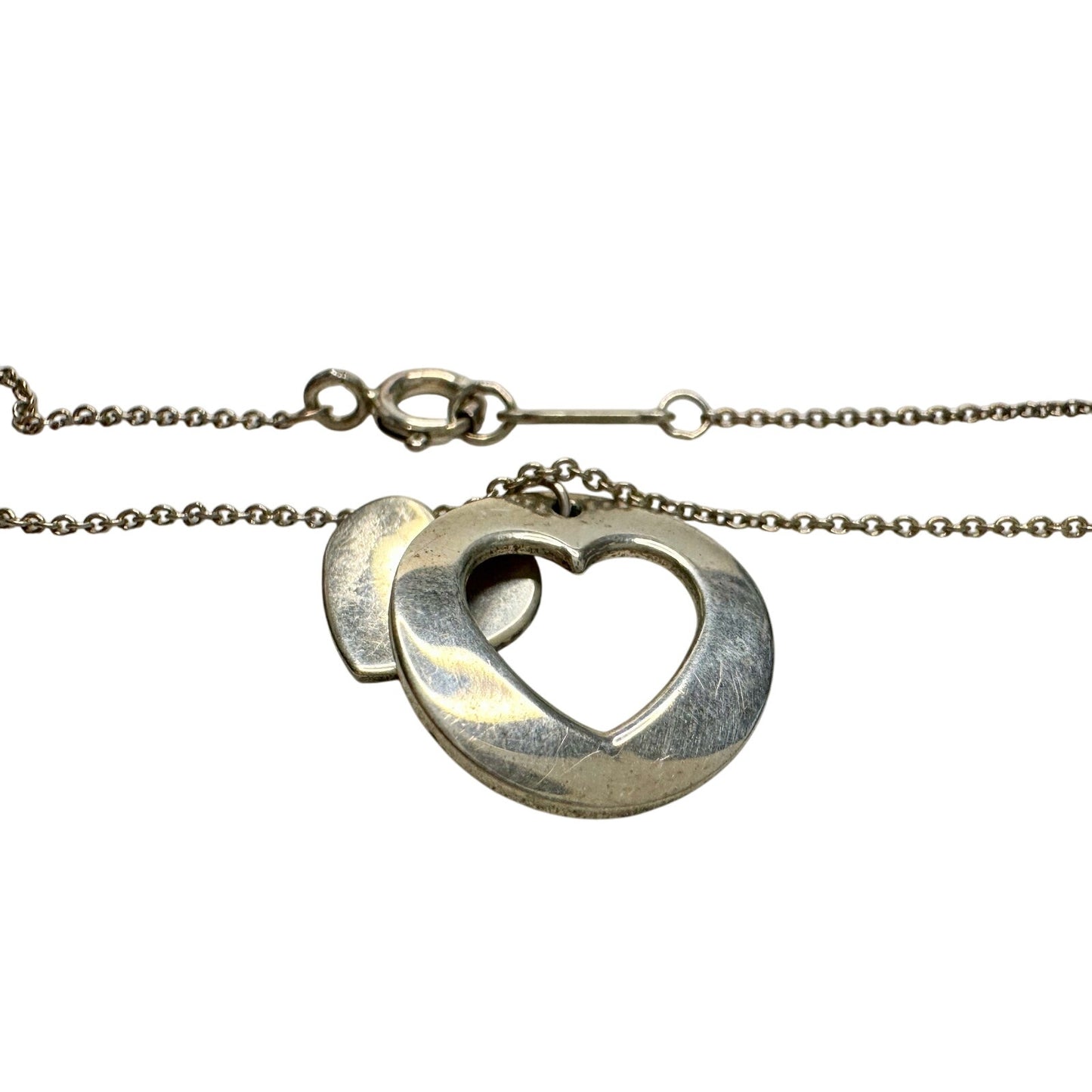 Tiffany & Co. 2 Heart Necklace - Stencil Heart Pendant with Cutout Heart