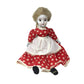 Beautiful White Faced Porcelain Doll in Red Dress with White Stars and Apron 16" Tall - Great Find!