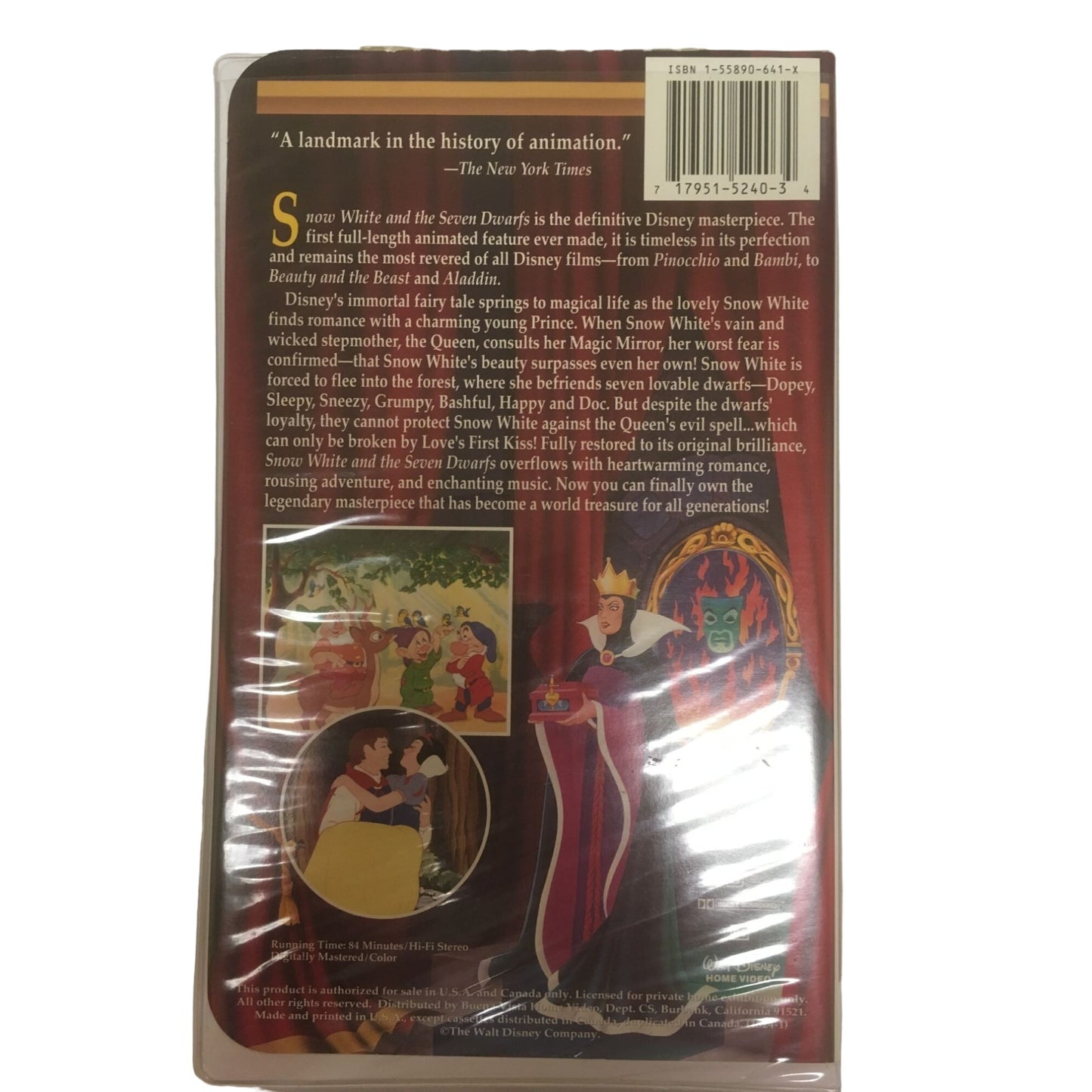 Walt Disney's Masterpiece Snow White and the Seven Dwarfs VHS Tape