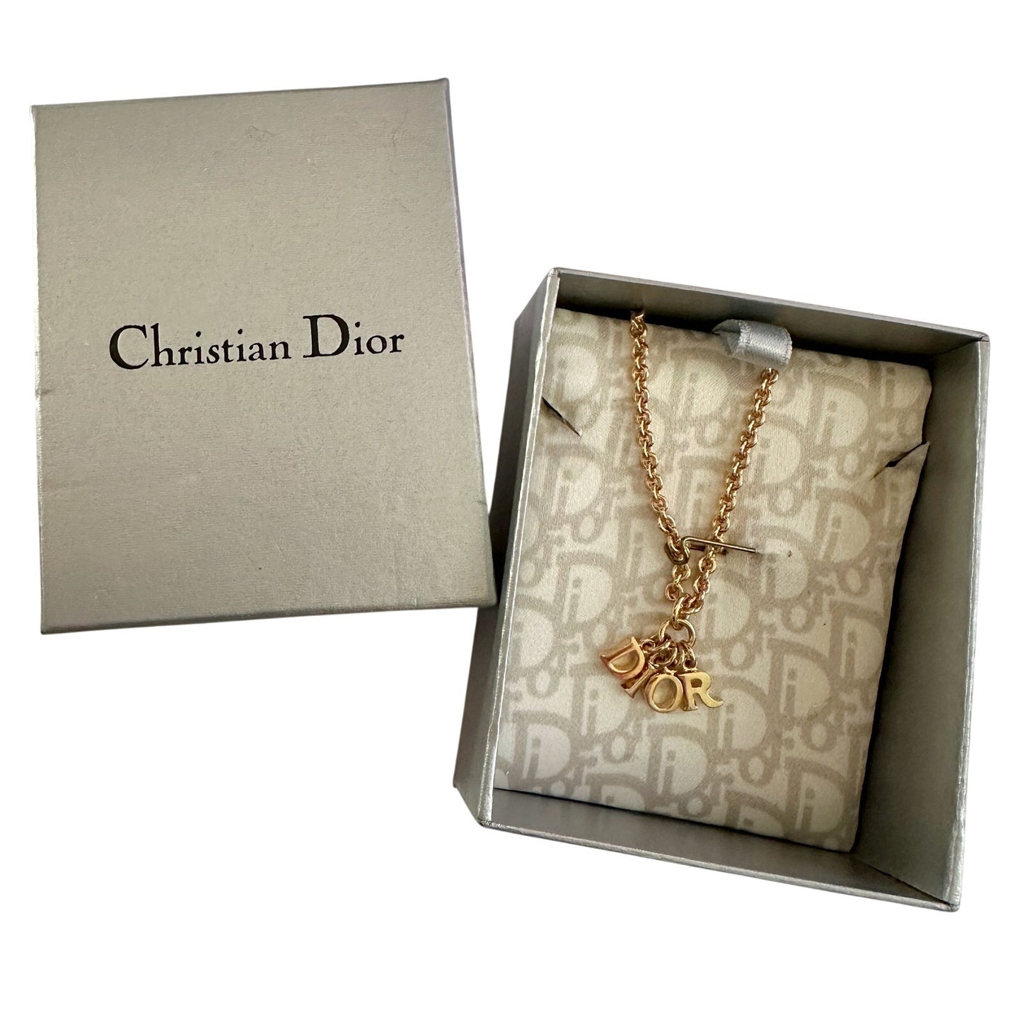 Christian Dior Logo Letter Charm Style Necklace