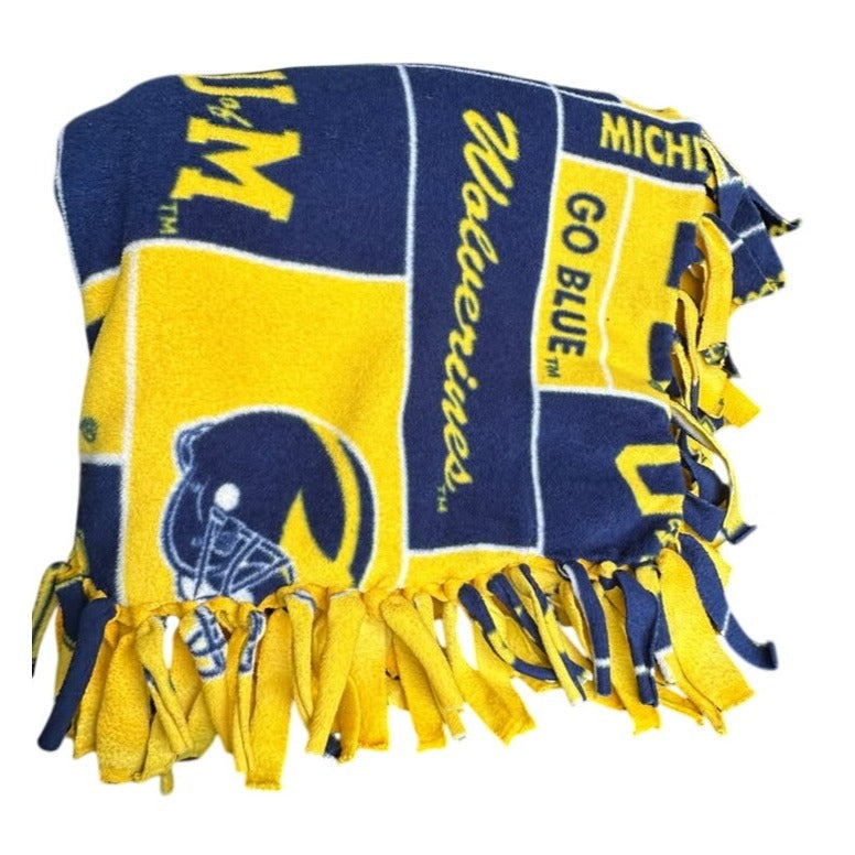 University of Michigan Blue and Gold Fleece Blanket A+ Stuff  A+ Stuff Blanket