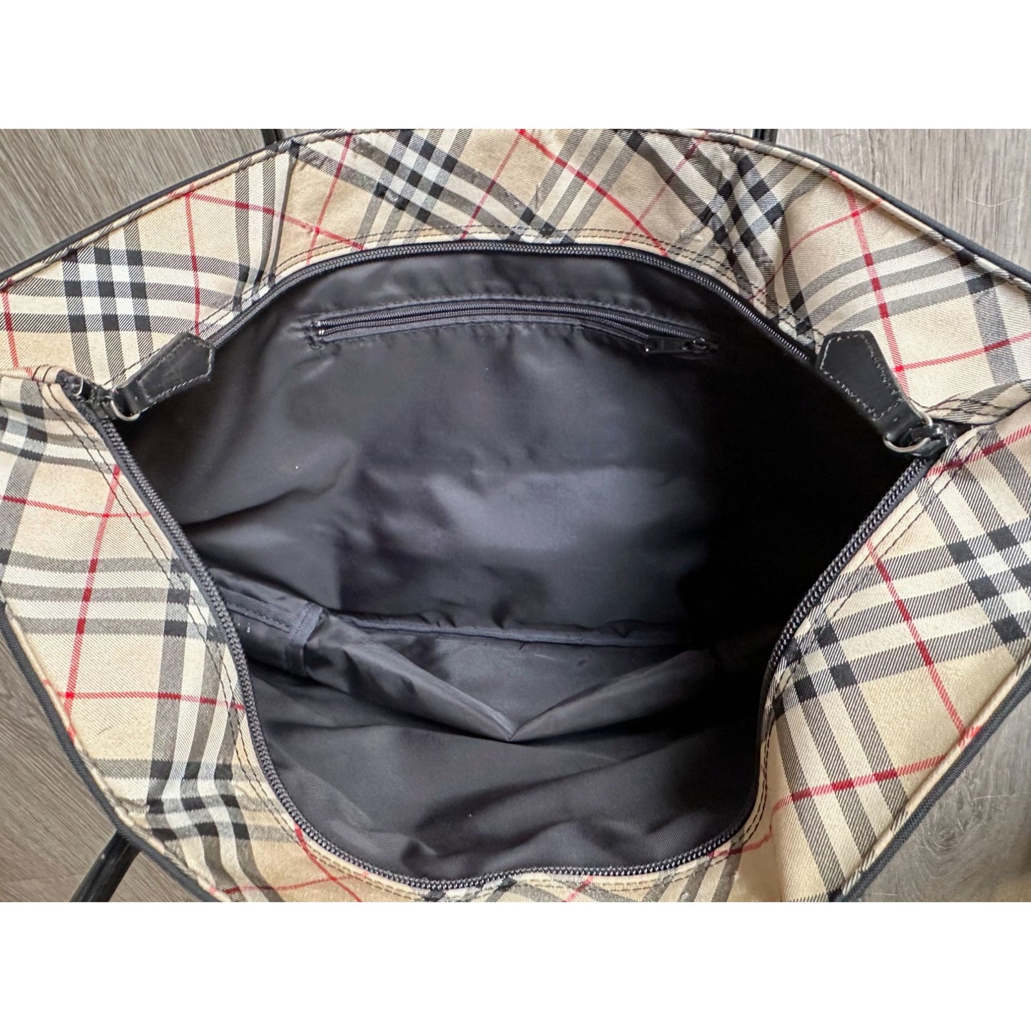 Burberry Blue Label Black and Nova Check Nylon Tote Bag / Shoulder Bag