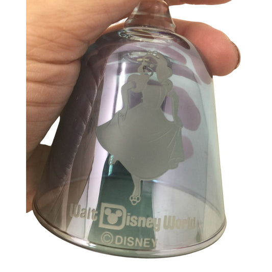 Vintage Snow White Walt Disney World Iridescent Blue Glass Hand bell