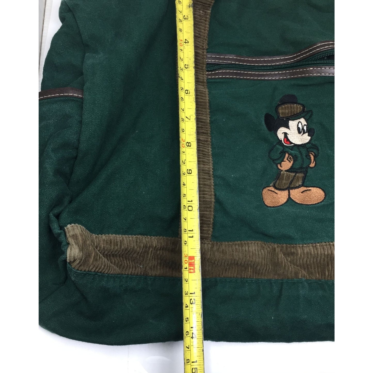 Vintage Disney Mickey Unlimited Green and Brown Duffle Bag- about 19x14''