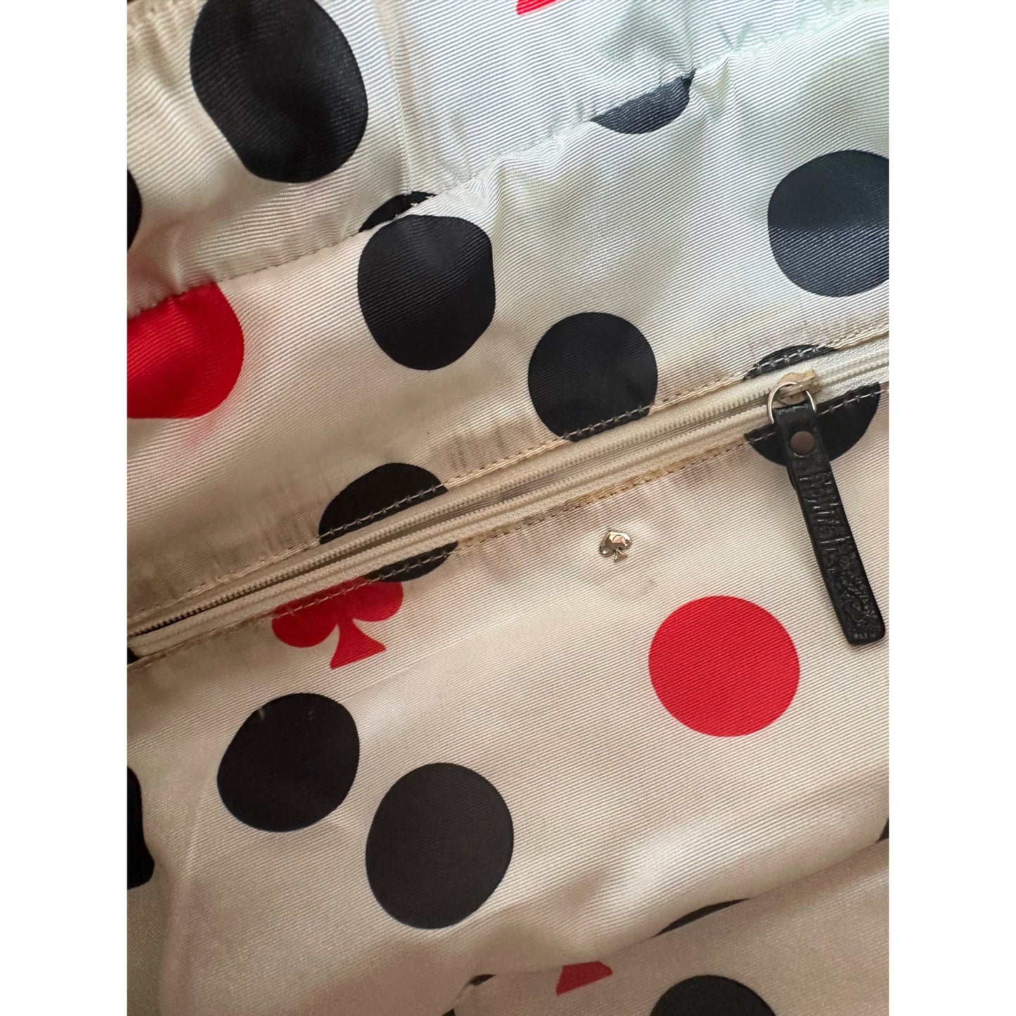 Kate Spade Black Nylon Ribbon Handbag - Polka Dot Interior