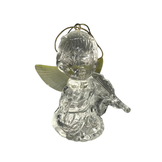 Clear Angel with Wings Playing Violin Christmas Tree Ornament 4" Tall