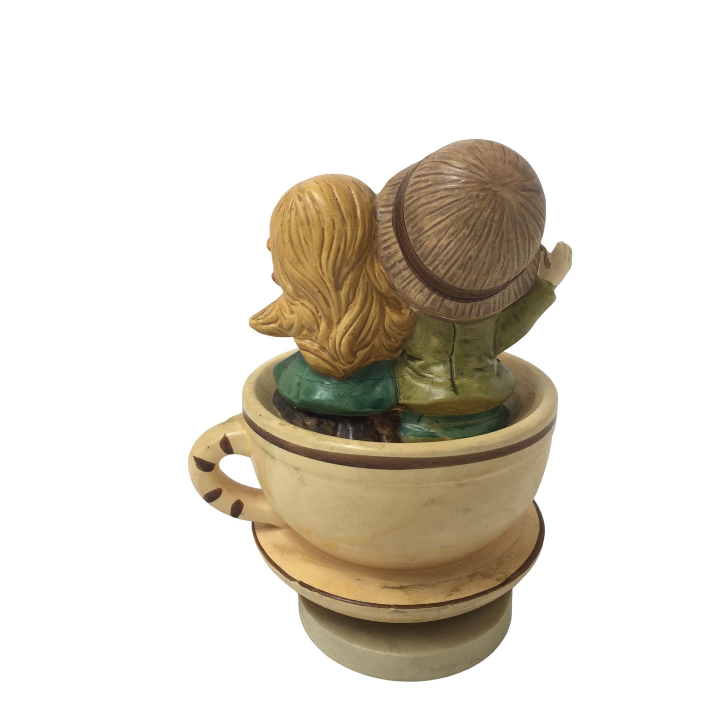 Vintage Musical Cup & Saucer with Boy and Girl Music Box Plays "TEA FOR TWO"