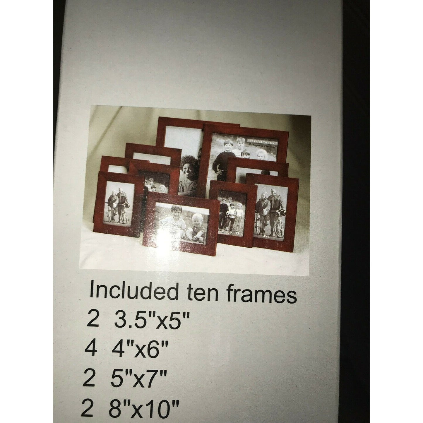 Melannco Set Of 10 CHERRY Finish Wood PHOTO FRAMES New In Box