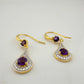 Pretty Teardrop Purple African Amethyst Earrings with Detailing and Gold Overlay