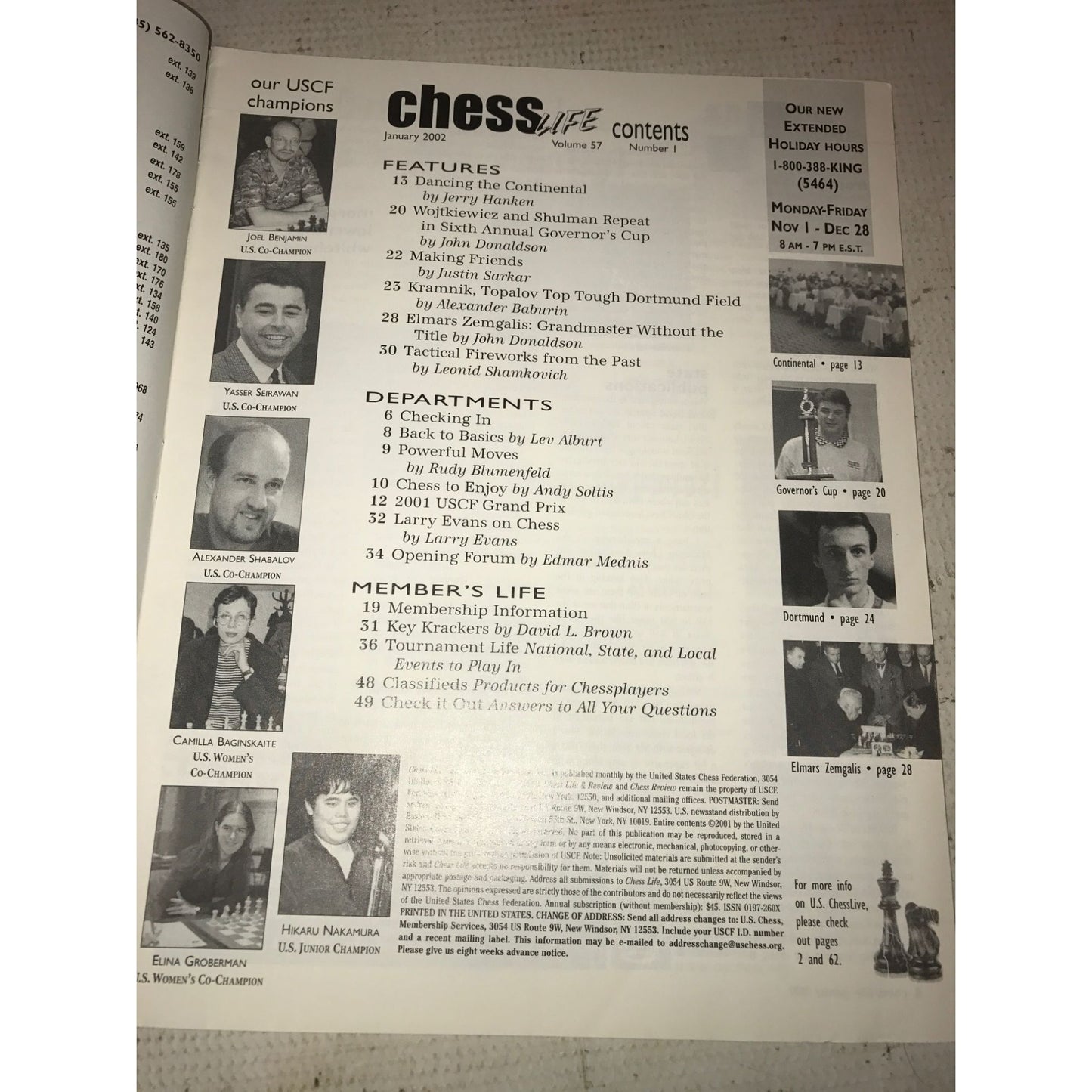 Vintage Bundle of 4 Chess Life Magazines (Jan, Feb, March, April 2002)