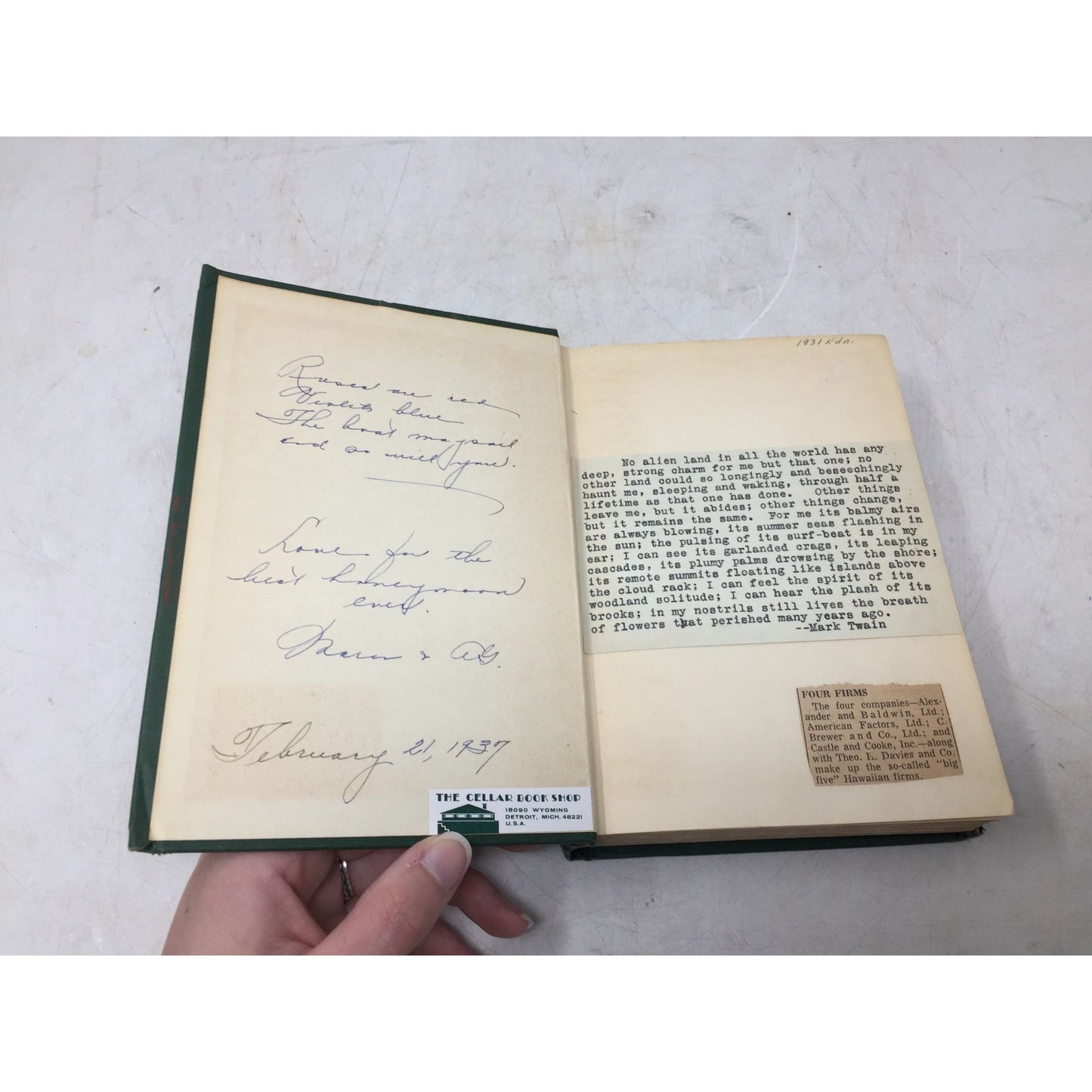 ''HAWAII PAST & PRESENT'' BY WILLIAM R CASTLE JR