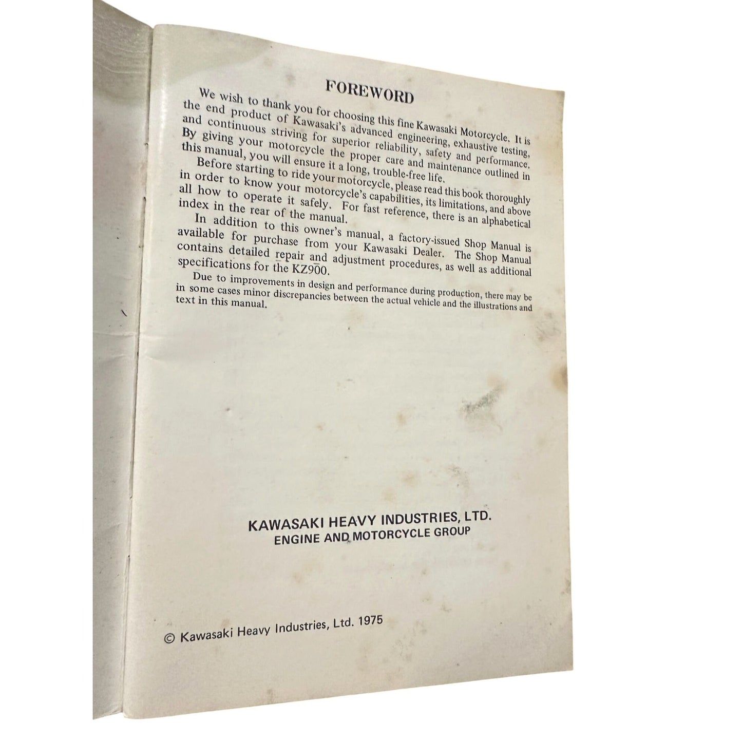 1976 Kawasaki KZ900-A4 Motorcycle Owner’s Manual - Original Print, Japan Kawasaki  A+ Stuff Vehicle manual