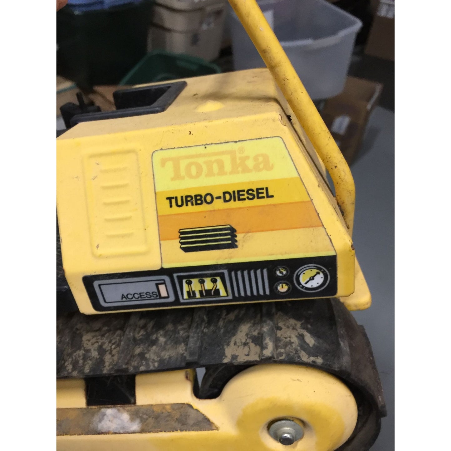 Vintage Yellow/Black Tonka Turbo Diesel Toy Bulldozer