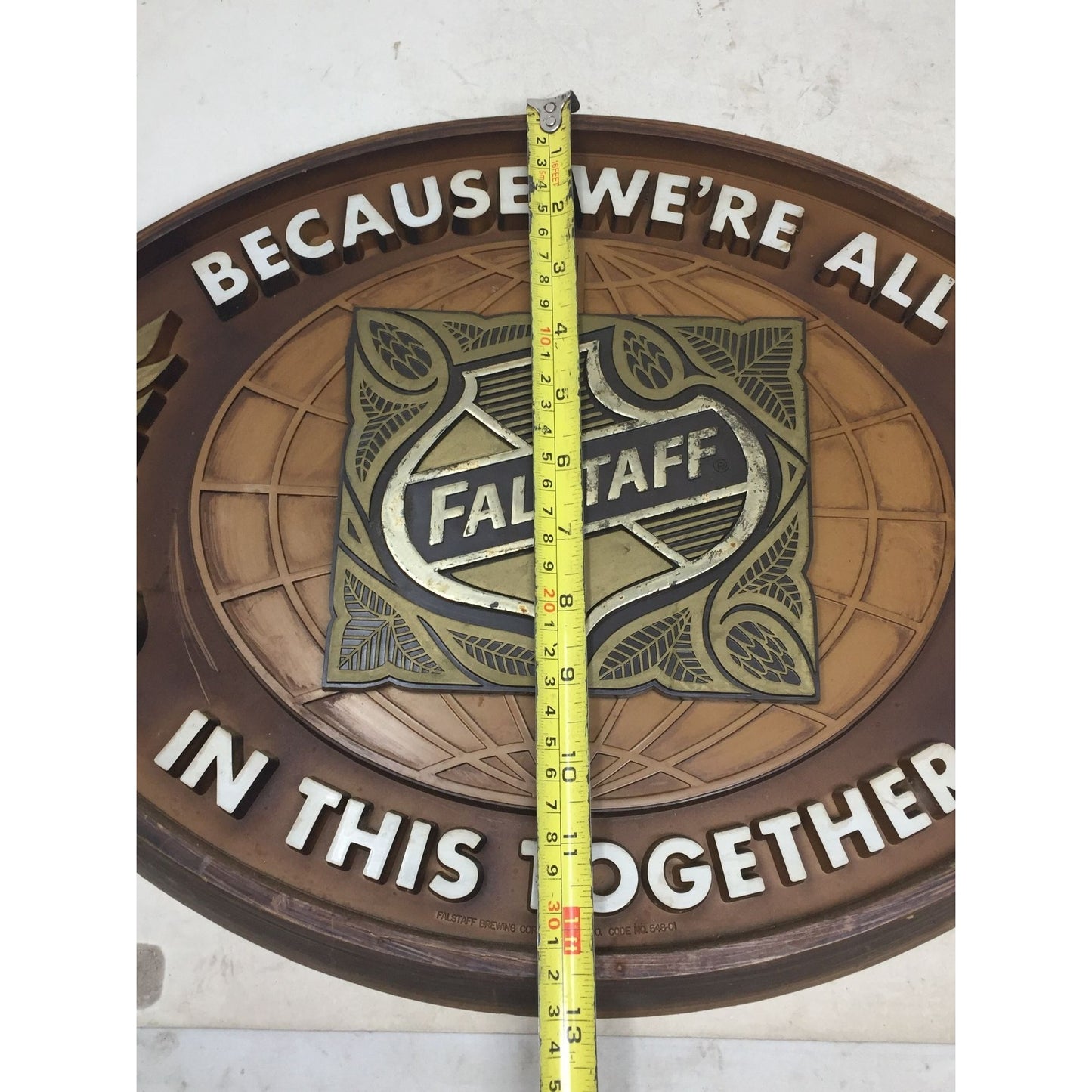 Vintage FALSTAFF BEER Sign "BECAUSE WE'RE ALL IN THIS TOGETHER"