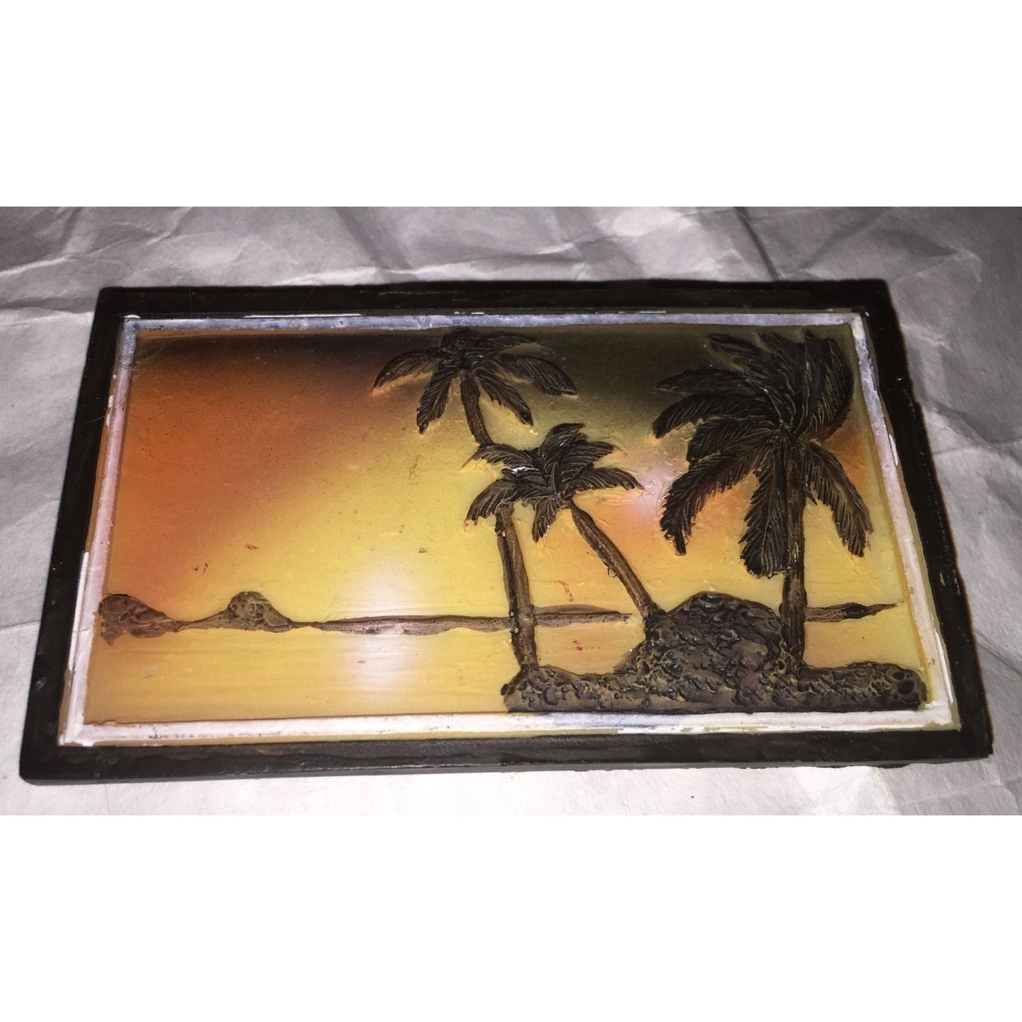 Rectangular Refrigerator Magnet with Sun Rise and Palm Trees - 3 by 2 inches