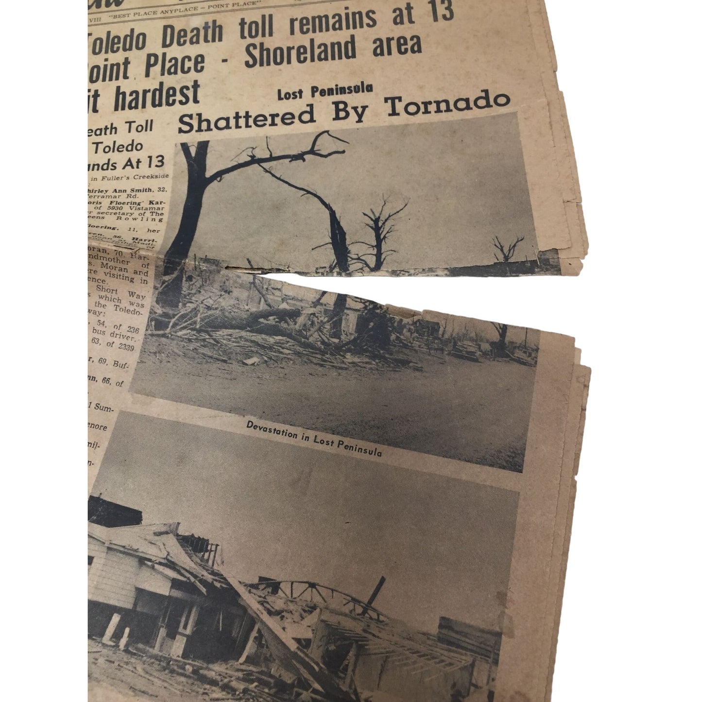 Vintage Collectible Point Place Herald April 1965 Newspaper- Toledo death tolls remains at 13 Point Place