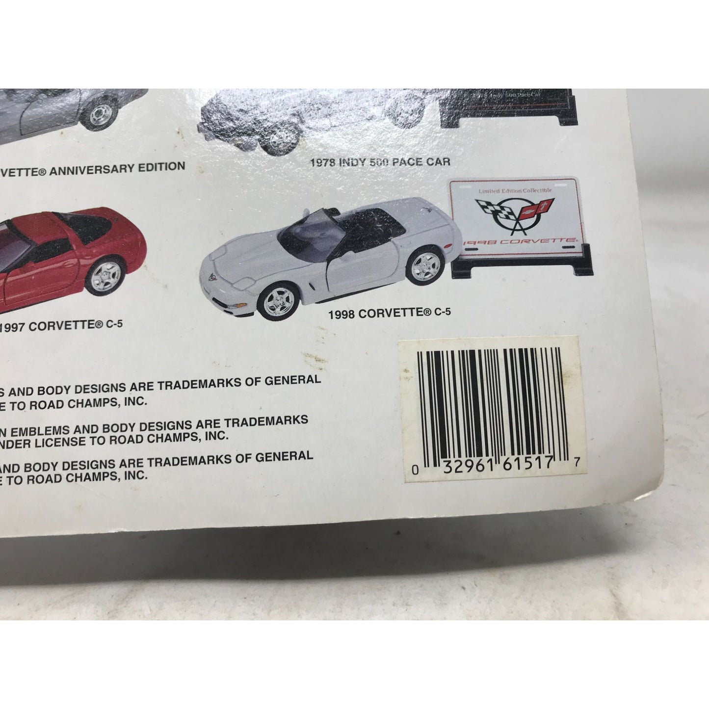 1998 Corvette Indy Pacecar - ROAD CHAMPS American Classic Car 1:43 Die Cast