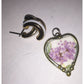 Womens Jewelry Set- White/Gold Tone Hoop Earrings & Purple Floral Heart Pendant